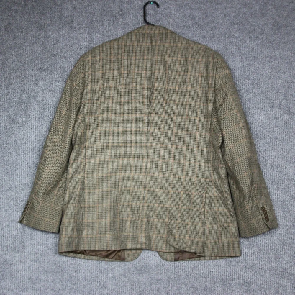Mens Haggar Clothing Blazer Sport Coat Jacket Plaid Brown Tan‎ Green Size 44R